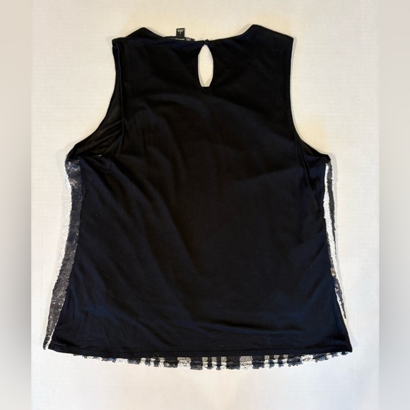 INC International Concepts black & white sequine striped tank top size L NWT - Picture 3 of 6